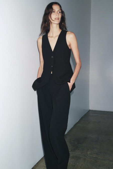 FITTED WAISTCOAT & WIDE-LEG DARTED TROUSERS ZW COLLECTION