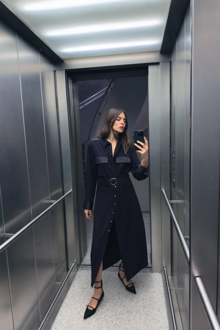 MIDI SHIRT DRESS - Blue