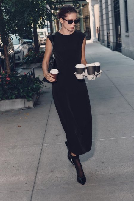 GAUGED MIDI DRESS