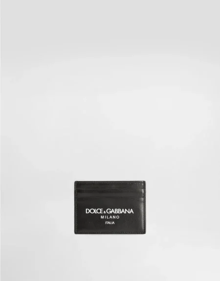 Calfskin card holder with Dolce&Gabbana Milano logo