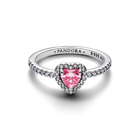 PANDORA Sparkling pink heart silver ring
