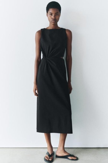 Zara cut-out midi dress black