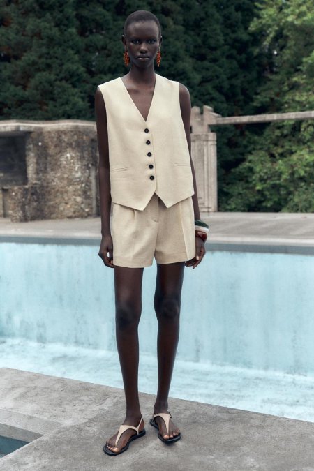 Zara LINEN BLEND TAILORED WAISTCOAT