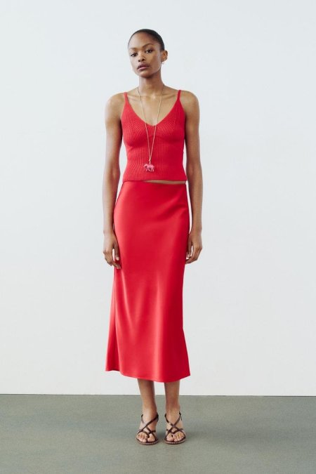 Zara satin midi skirt