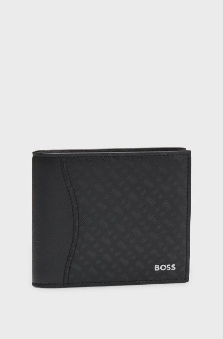 BOSS Structured folding wallet with monogram pattern