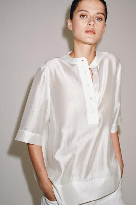 ZW COLLECTION FLOWING SHORT SLEEVE BLOUSE
