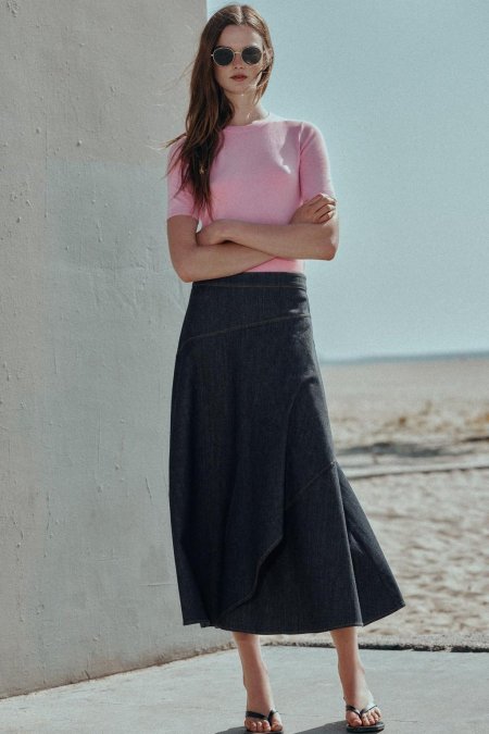 BASIC PLAIN KNIT SHORT SLEEVE TOP
