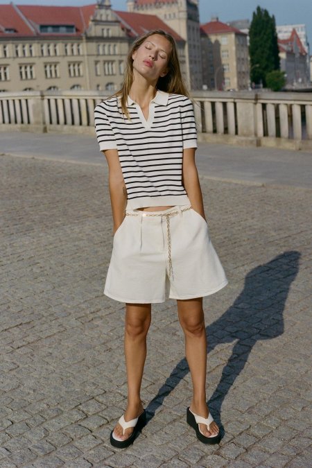 STRIPED SHORT SLEEVE KNIT POLO