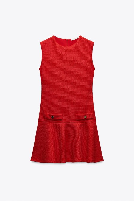 SHORT TEXTURED RED DRESS zara