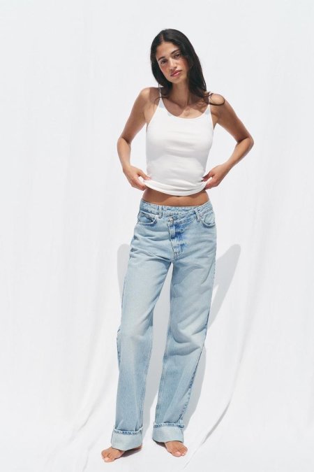 Z1975 STRAIGHT FULL LENGTH HIGH-WAIST WRAP WAIST JEANS