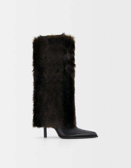 High-heel faux fur boots - Boots and Ankle Boots - Women | Bershka