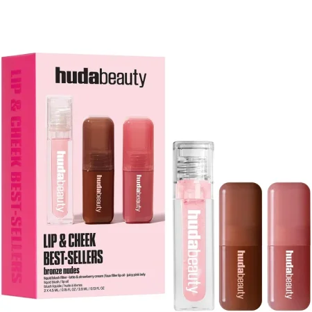 Huda Beauty Bronze Nudes Lip & Cheek Bestseller Collection