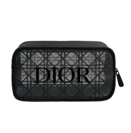 NEW DIOR Black Mesh Makeup Bag Cosmetic Pouch