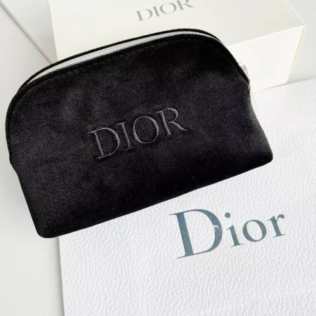 DIOR Beauty CD Logo Elegant Black Velvet Clutch Cosmetic Bag