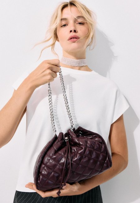 Quilted gathered shoulder bag