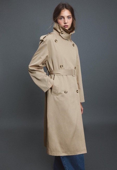 Long basic trench coat