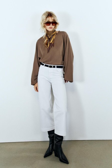 HIGH-WAIST BELTED WHITE CULOTTES