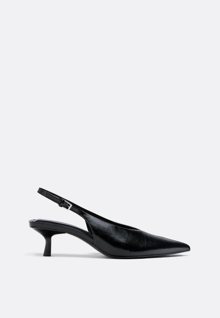 V-NECK KITTEN HEEL SHOES black color