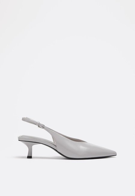 V-NECK HEELED SHOES GREY COLOR