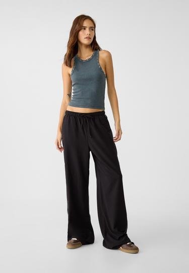 Wide floaty trousers with side stripe detail