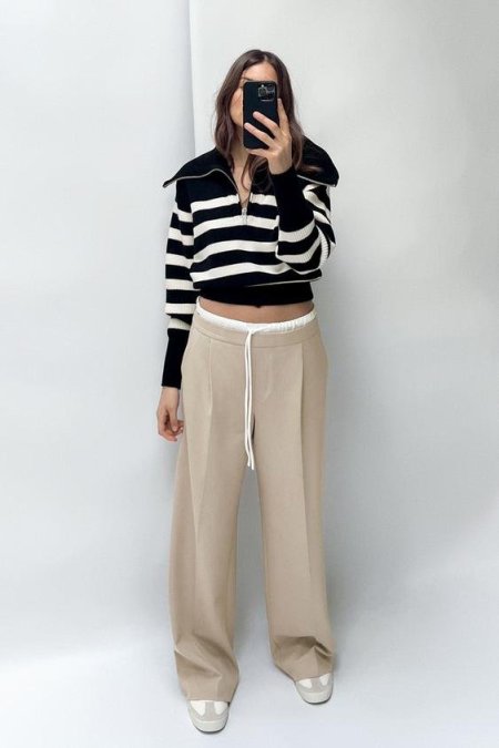 WIDE-LEG TROUSERS WITH DOUBLE WAISTBAND