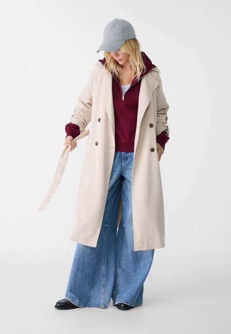 Long trench coat with flared cut