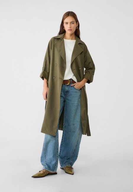 Long trench coat with flared cut