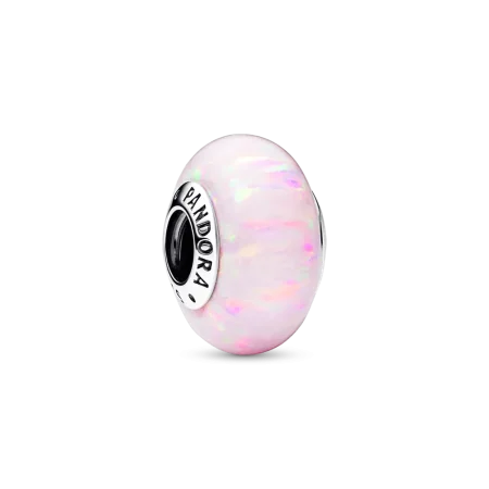 Pink opal silver charm