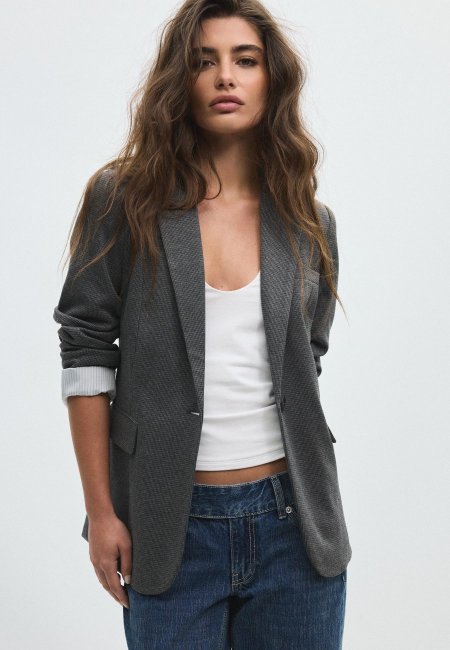 Regular houndstooth blazer Grey