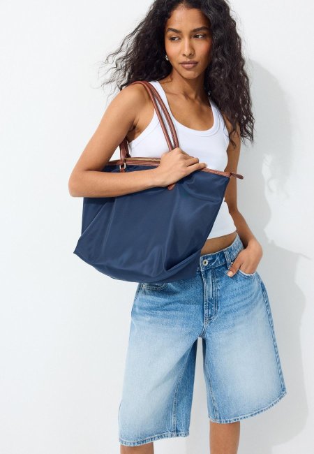 Contrast crossbody shopper bag Navy blue