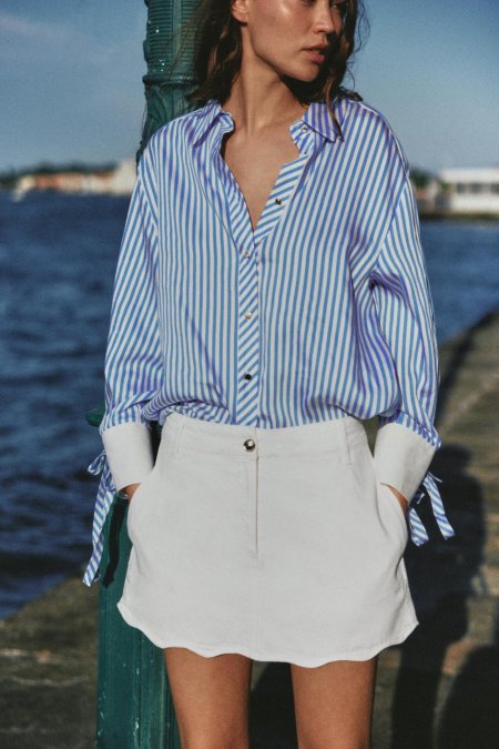 STRIPED SHIRT WITH BOWS