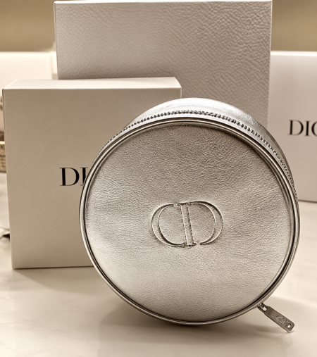Christian Dior sliver makeup bag