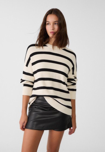 Knitted sweater with stripes