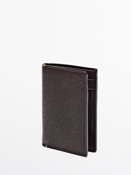 Vartical leather wallet - Brown