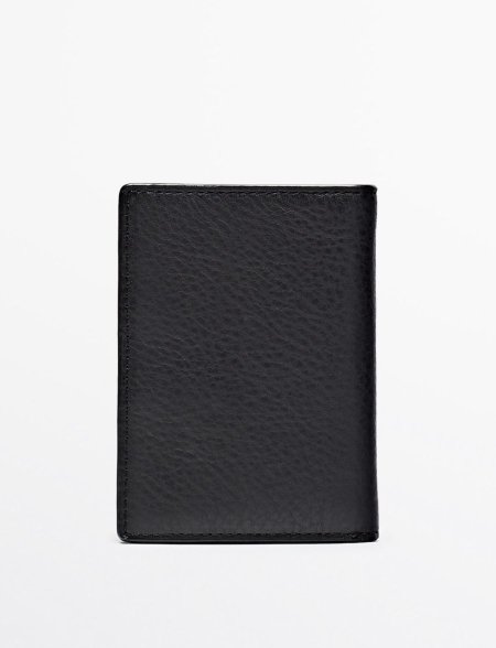 Vartical leather wallet - Black