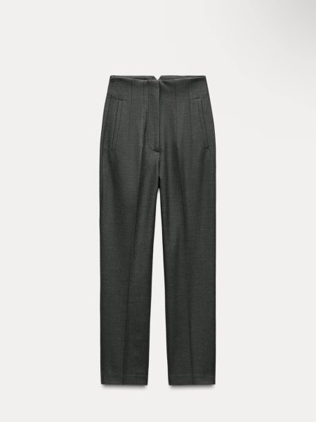 HIGH-WAIST TROUSER  - Pearl grey