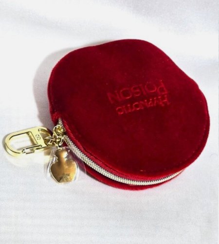 Dior Hypnotic Poison Red Velvet Coin Pouch Case Makeup Bag